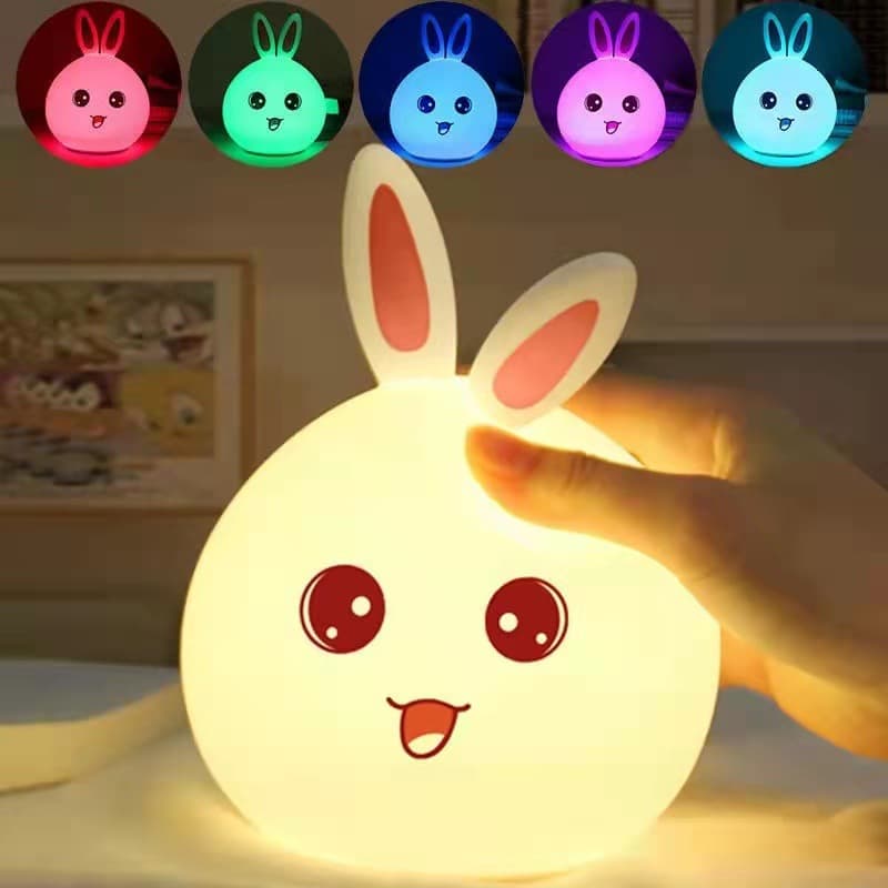 Cute Rabbit Multi-Color Silicone Nursery Night Light thumbnail 2
