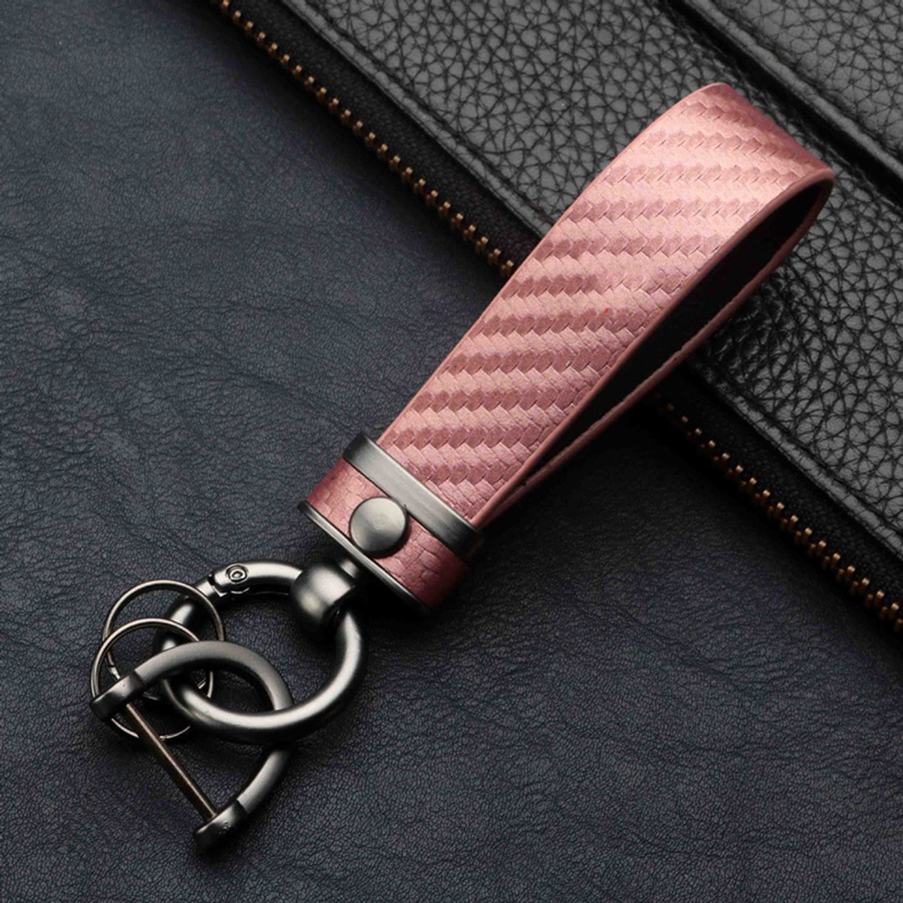 Carbon Fiber Leather Metal Car Keychain thumbnail 8