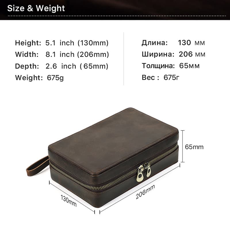 5-cigar Portable Genuine Leather Cigar Case thumbnail 2