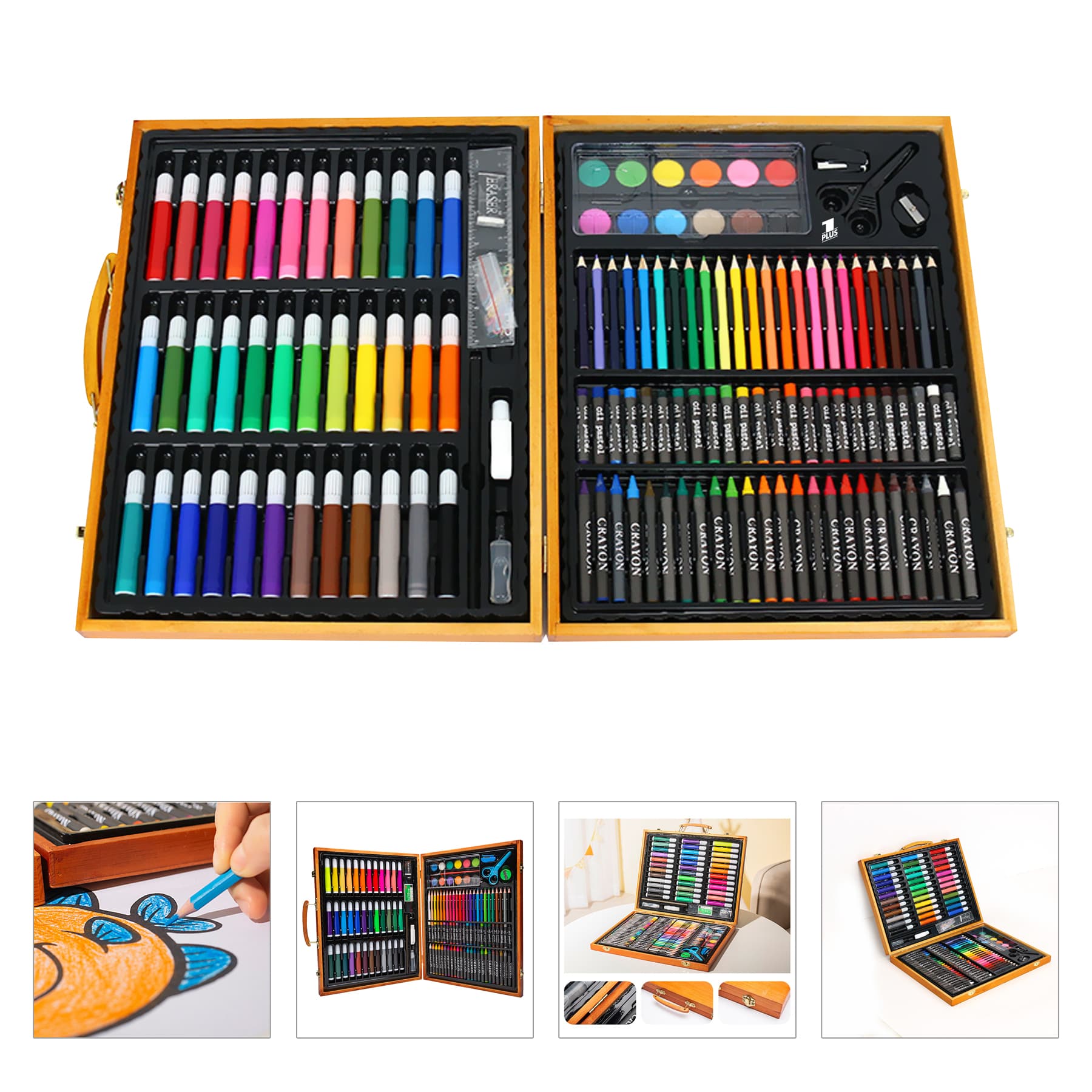 150 Pieces Kids Deluxe Artist Painting Set With Wooden Case