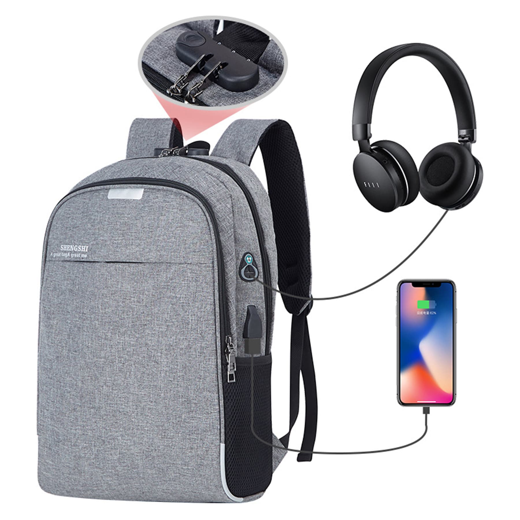 16" USB Chargine Laptop Backpack thumbnail 4