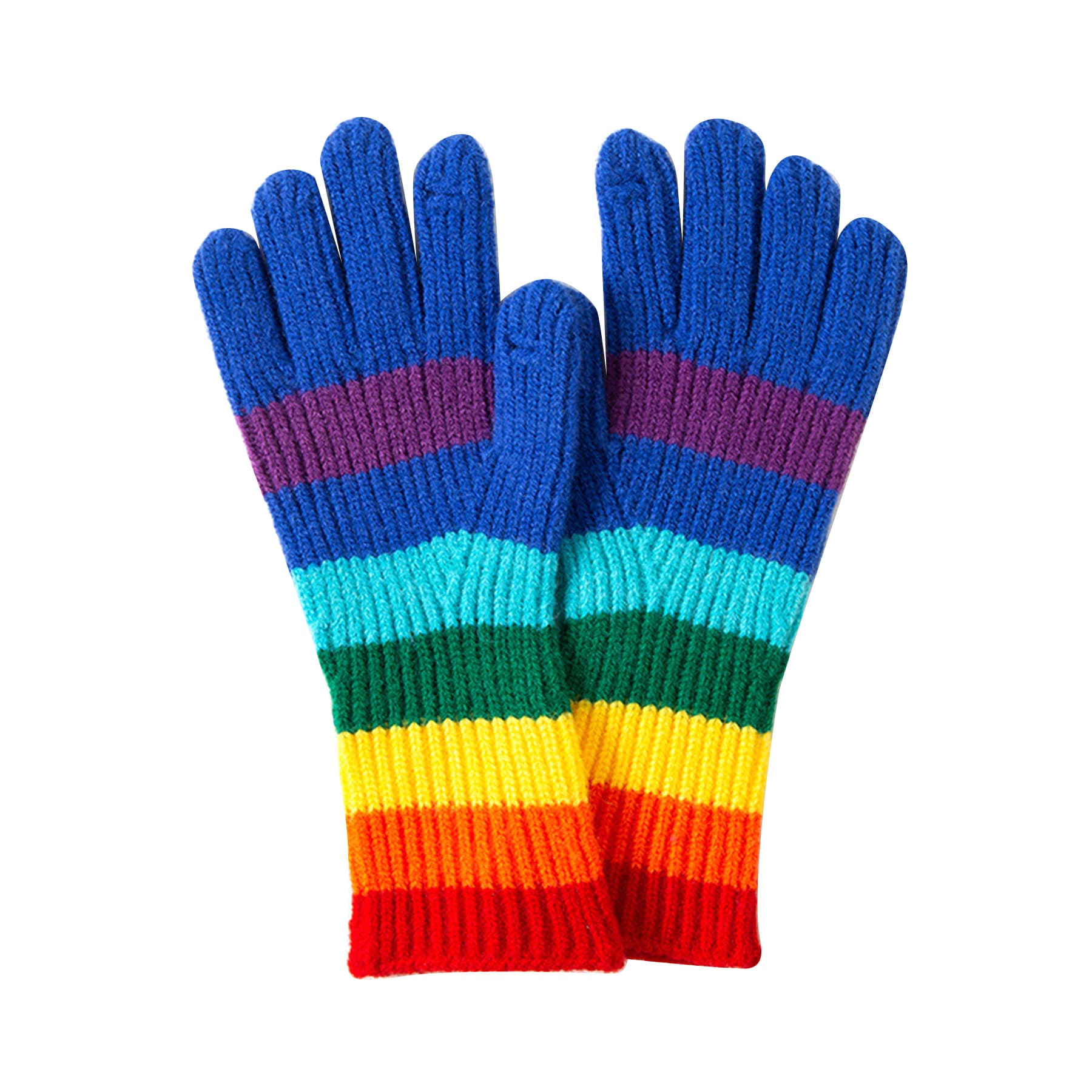 Thick Rainbow Mid Sleeve Knit Gloves thumbnail 3
