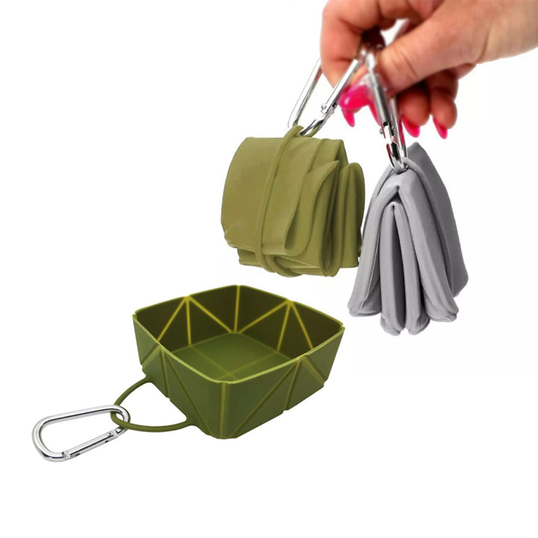 Silicone Collapsible Pet Bowl With Carabiner thumbnail 4