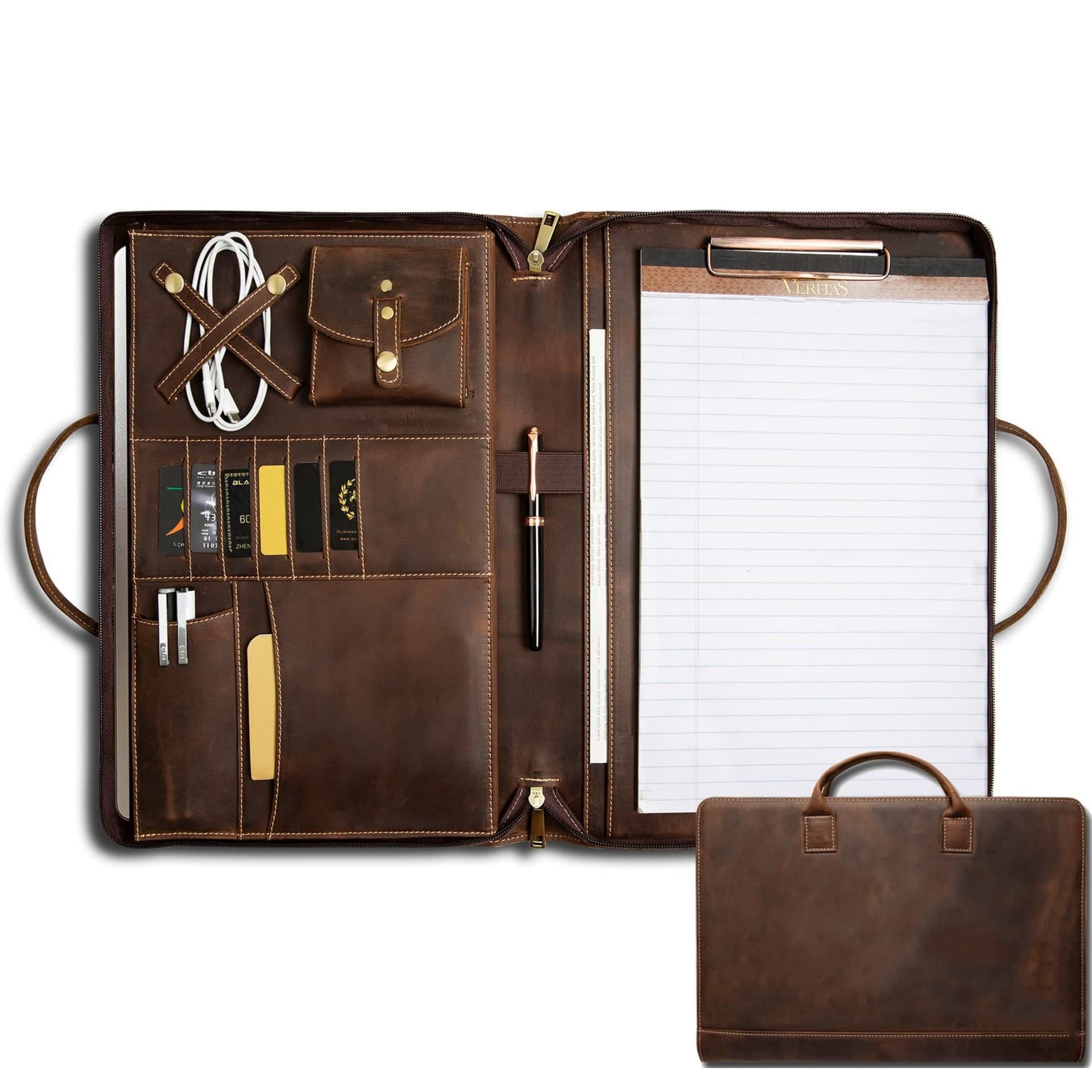 Personalized Genuine Leather Portfolio with Handle thumbnail 11