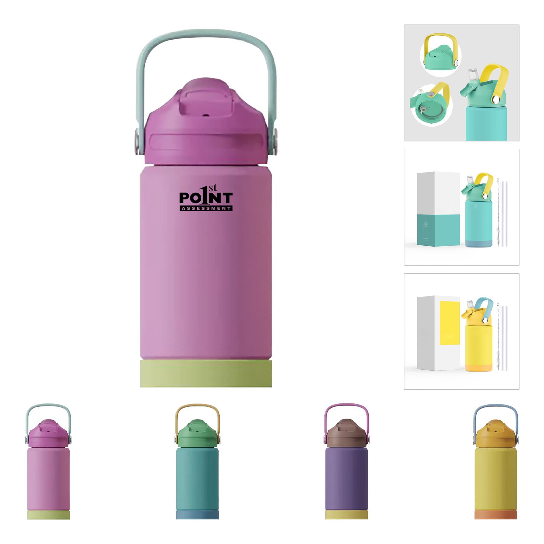 12Oz Modern Kids Water Bottle with Straw Lid