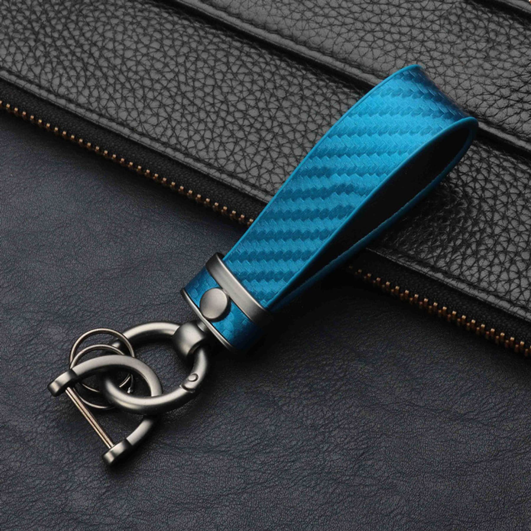 Carbon Fiber Leather Metal Car Keychain thumbnail 3