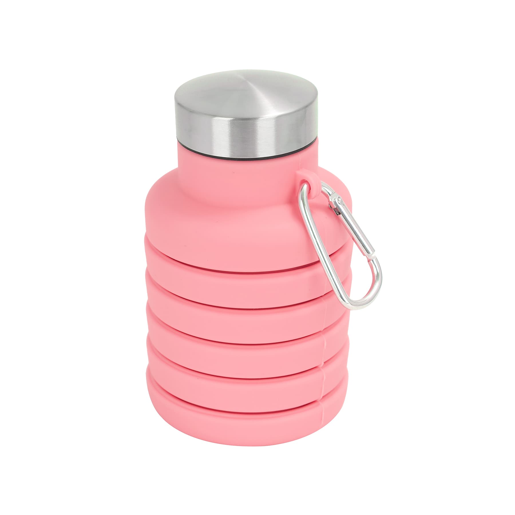 17 oz Collapsible Silicone Water Bottle w/ Carabiner thumbnail 2
