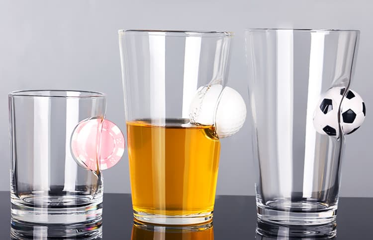 Inlaid Golfball Football Glass Cup thumbnail 4