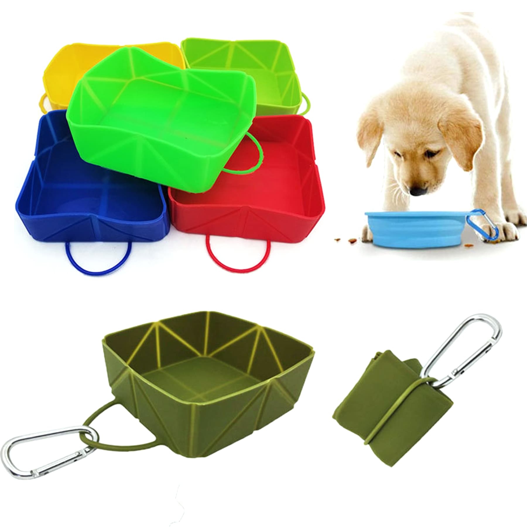 Silicone Collapsible Pet Bowl With Carabiner thumbnail 9