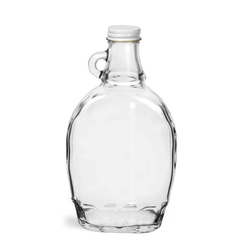 Clear Glass Syrup Bottles W/B Ribbed Lined Cap thumbnail 2