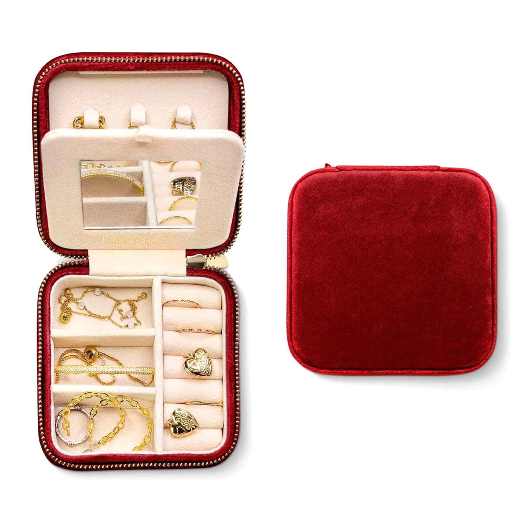 Plush Velvet Travel Jewelry Box Organizer thumbnail 2