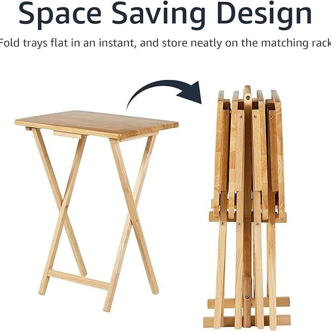 Basics Classic Tv Dinner Folding Trays With Storage Rack thumbnail 2