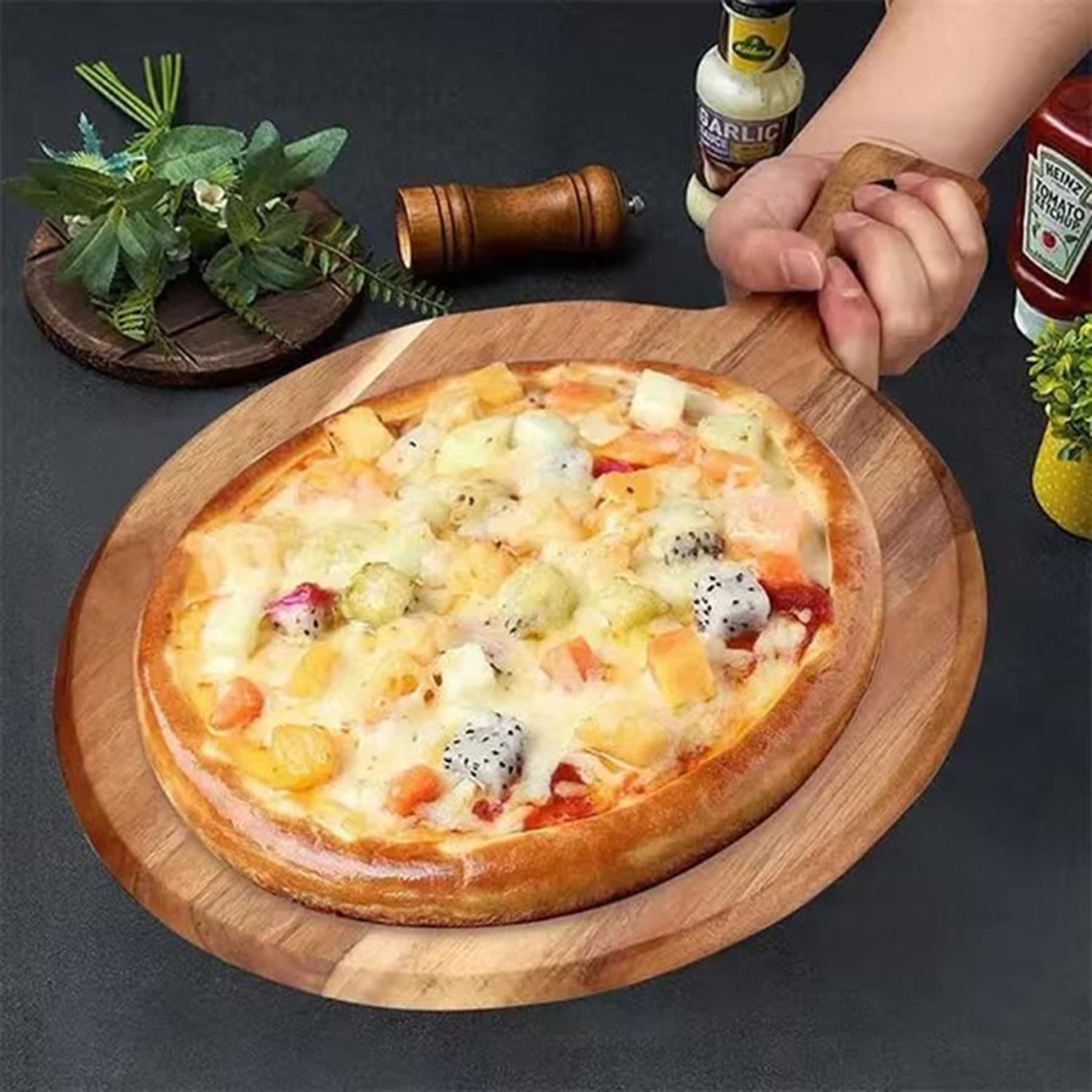 12" Cutting Board Wooden Pizza Board thumbnail 6