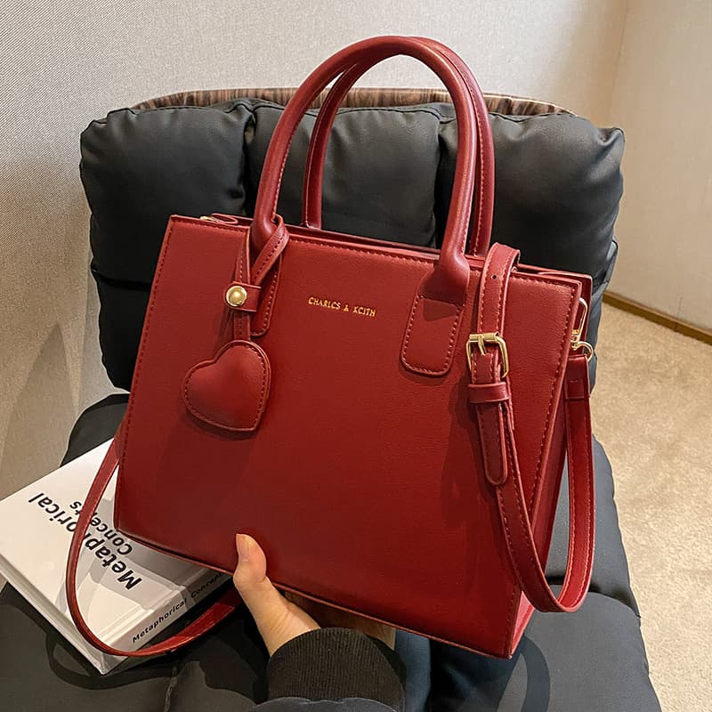 Red Pu Leather married messenger bag For women thumbnail 5