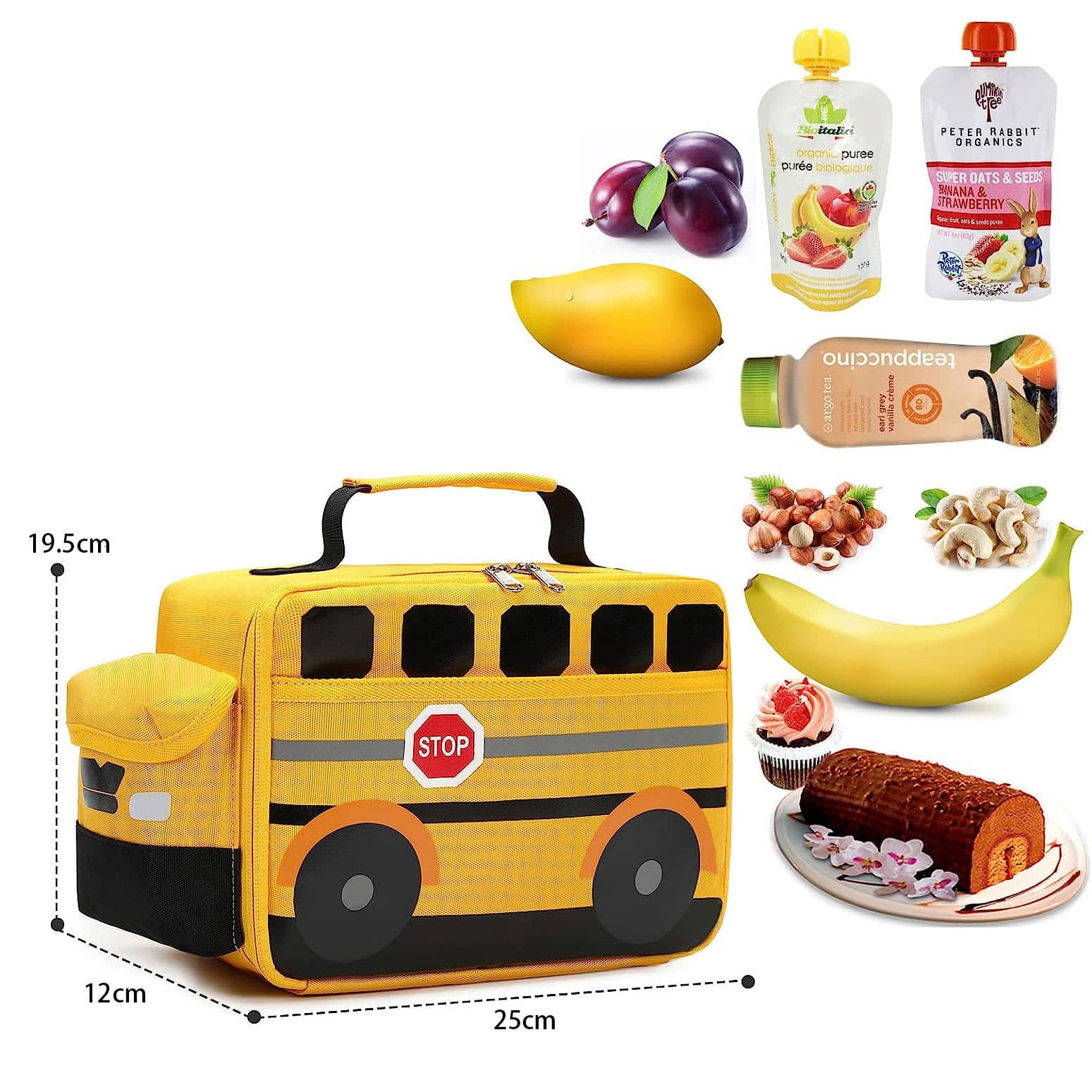 Insulated Reusable Cooler Scool Bus Lunch Box for Kids