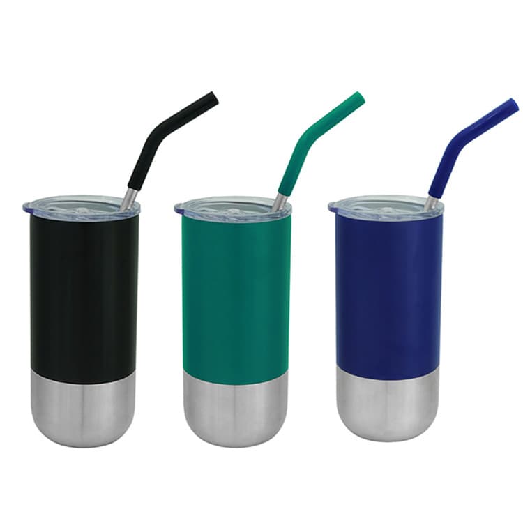 16 oz Stainless Steel Tumbler with Straw thumbnail 3