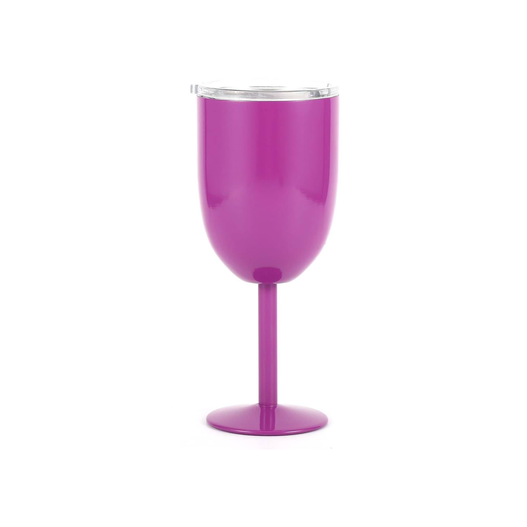10Oz Stainless Steel Wine Goblet With Lid thumbnail 16