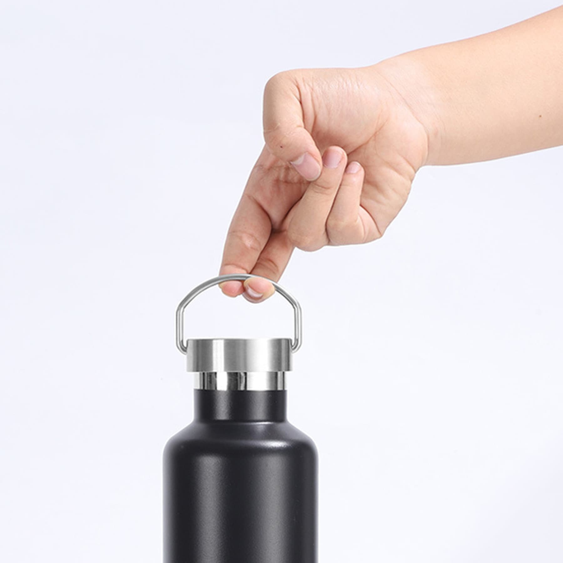 750ml double wall stainless steel bottle with bamboo lid thumbnail 3