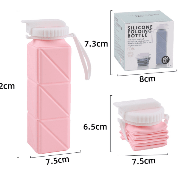 20.7oz Collapsible Water Bottles Leakproof With Straw Lid thumbnail 3