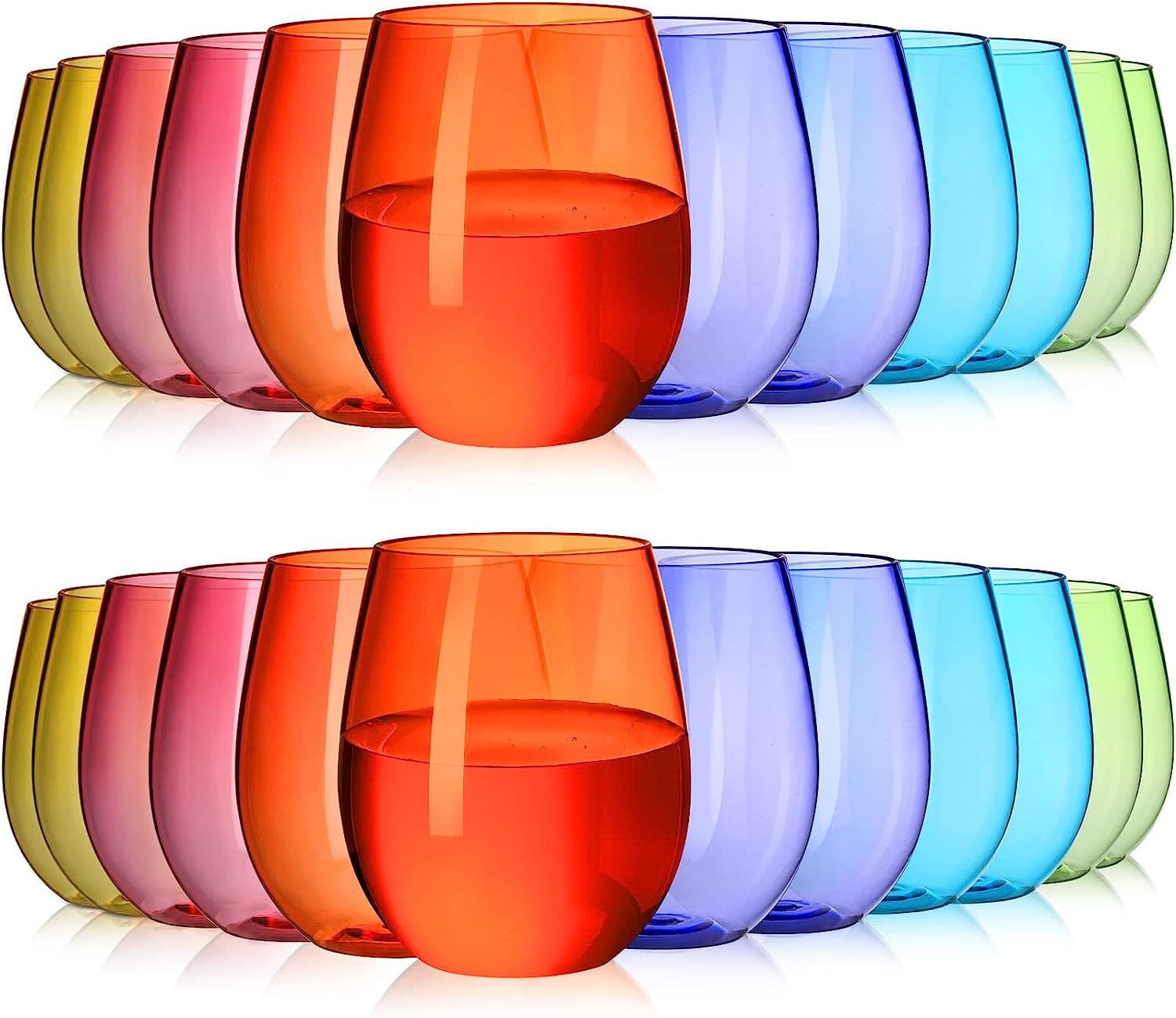 16 oz Multicolor Reusable Plastic Stemless Wine Tumbler thumbnail 3