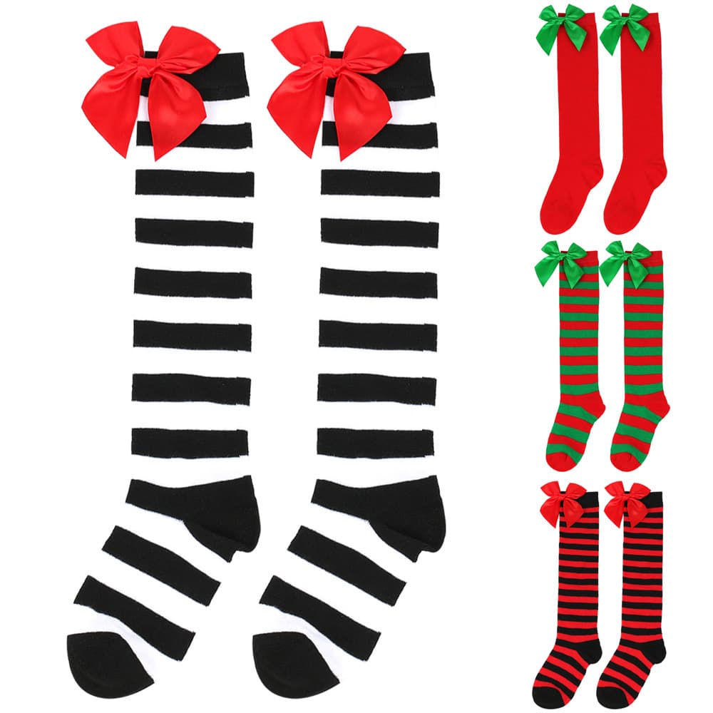 Bow Christmas Knee High Socks For Women thumbnail 5