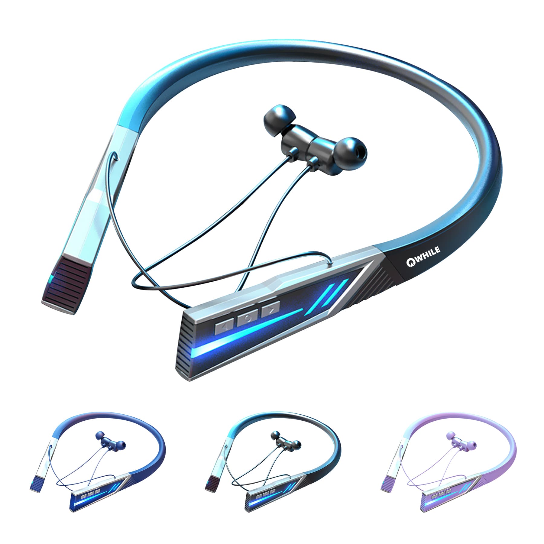 Wireless Neckband Headphones Foldable Lightweight Build