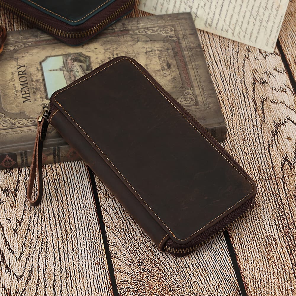 Genuine leather stationery box pencil case wallet thumbnail 5