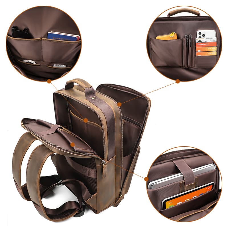 Large Genuine Leather Backpack for Men thumbnail 5