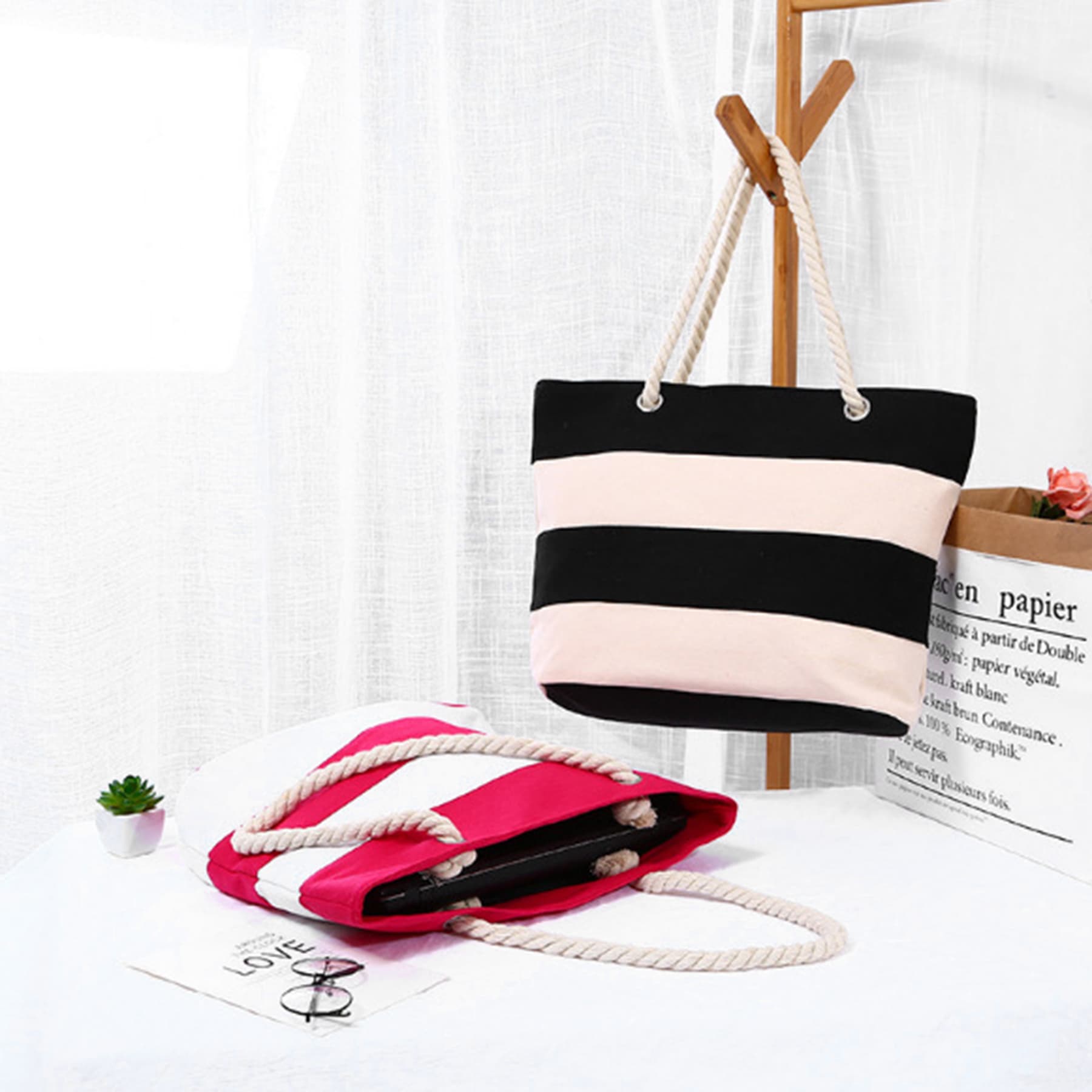 Striped Canvas Tote Bag thumbnail 5