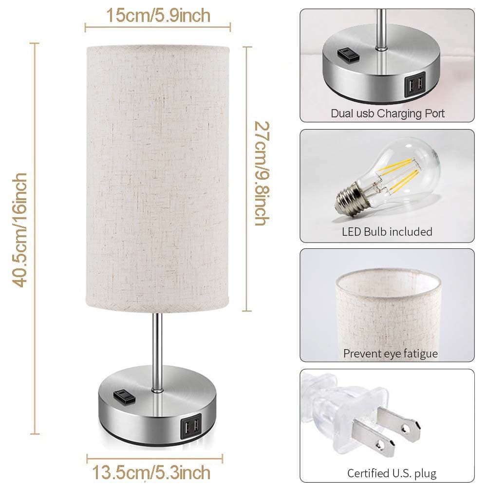 Three-Stage Touch Table Lamp With Circular Cloth Cover thumbnail 7