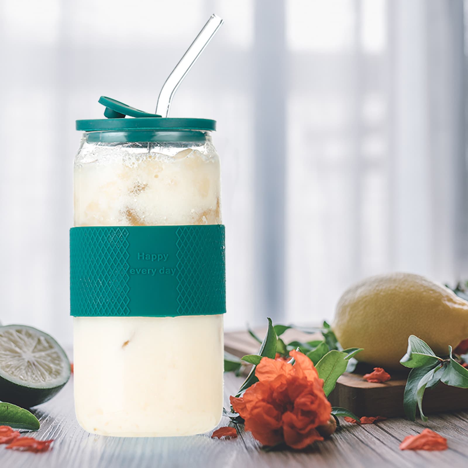 16oz Can Shaped Glass Cups with Silicone Sleeve thumbnail 6