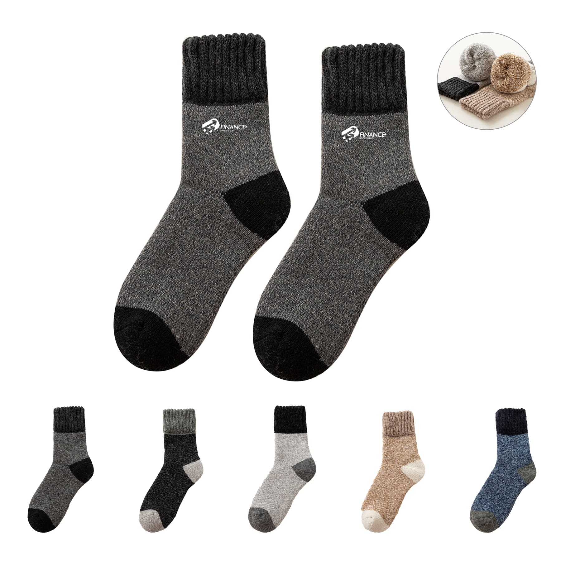 Thick Warm Fleece Wool Solid Winter Cotton Unisex Socks