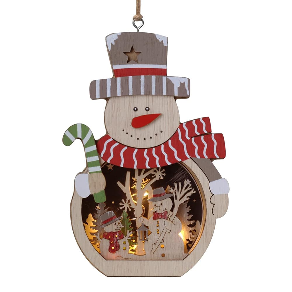 Christmas Wood Cutouts Pendants With Led Lights thumbnail 2