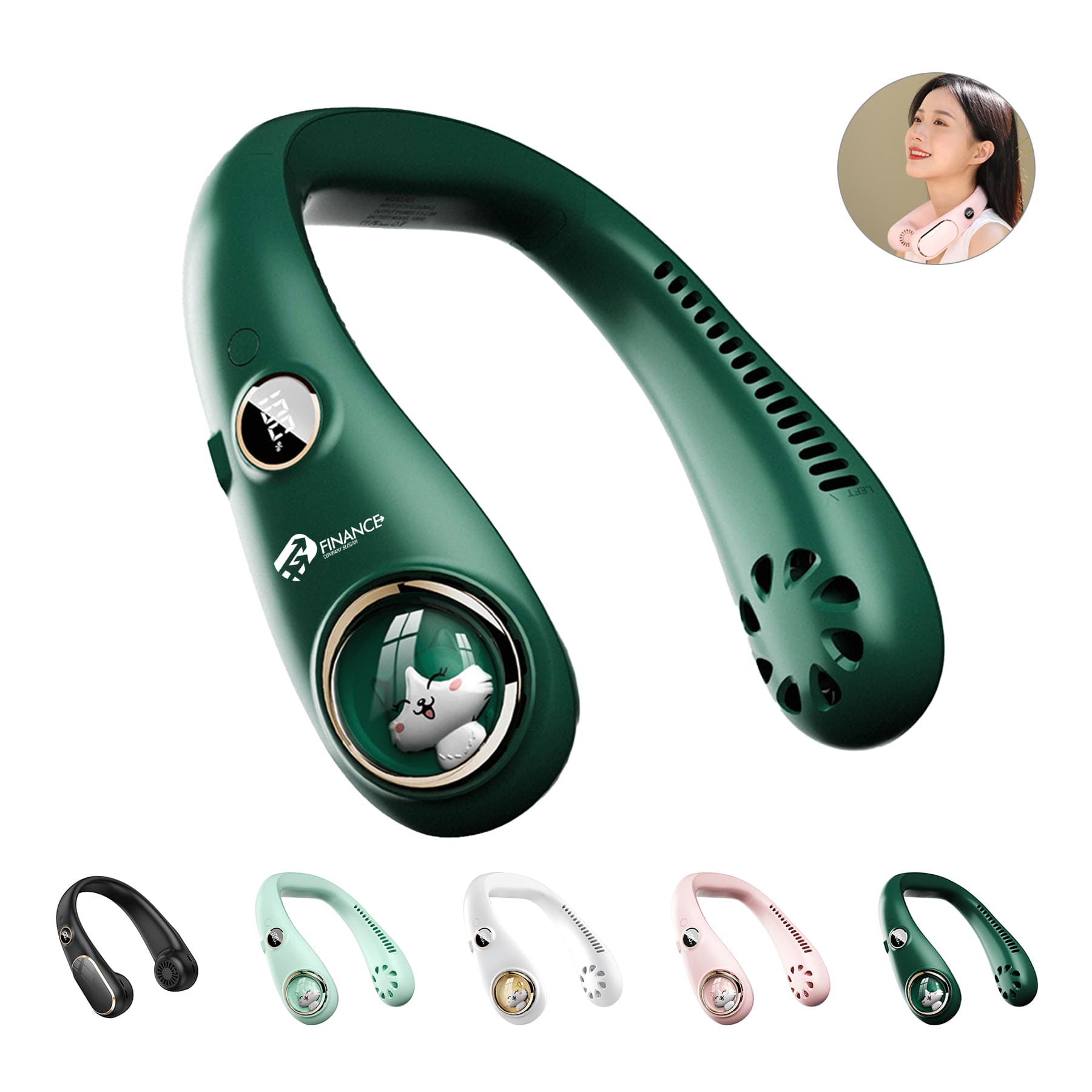 Mini Neck Fan LED Gift Hanging USB Charging Bladeless Cooler