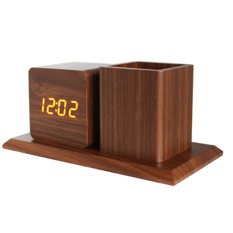 Wooden Alarm Clock Pen Holder thumbnail 6