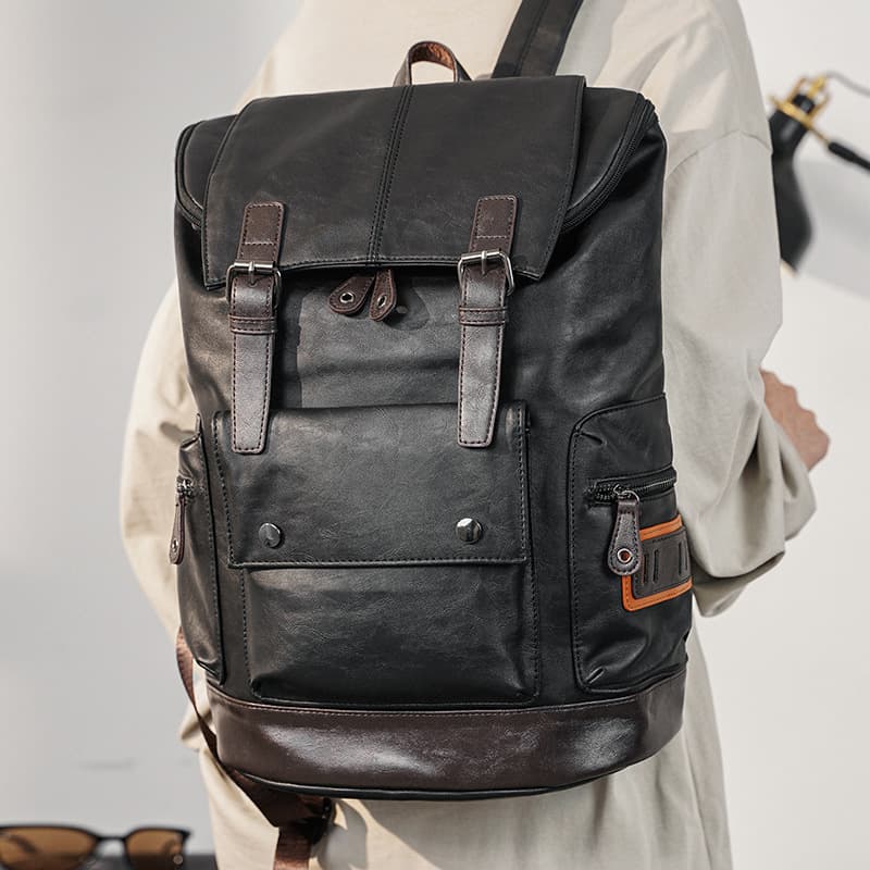 Vintage PU Leather Backpack for Men