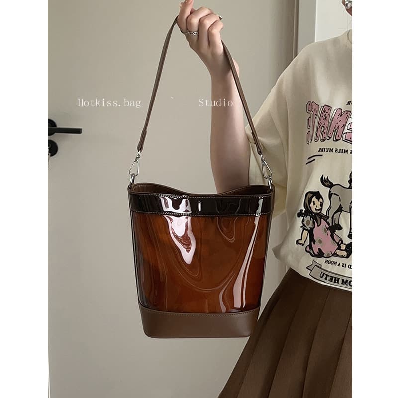 PU Clear Bucket Crossbody Bag