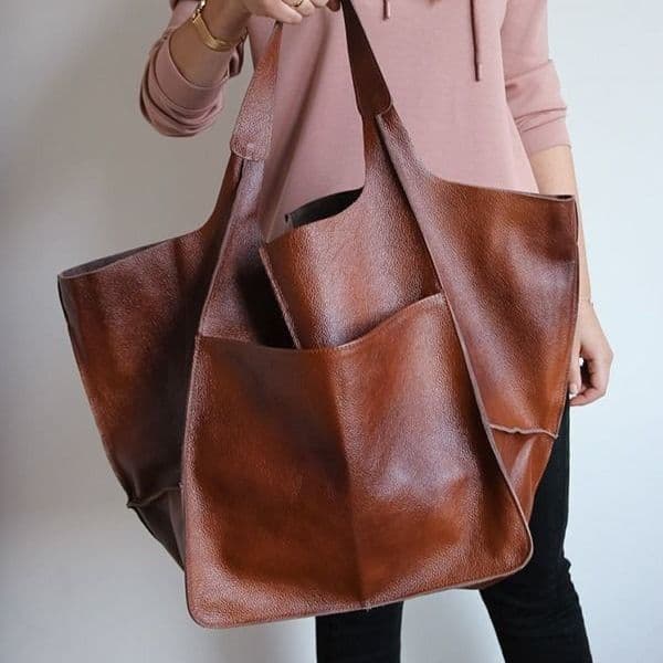 Large PU Leather Satchel Tote Shoulder Bags thumbnail 3