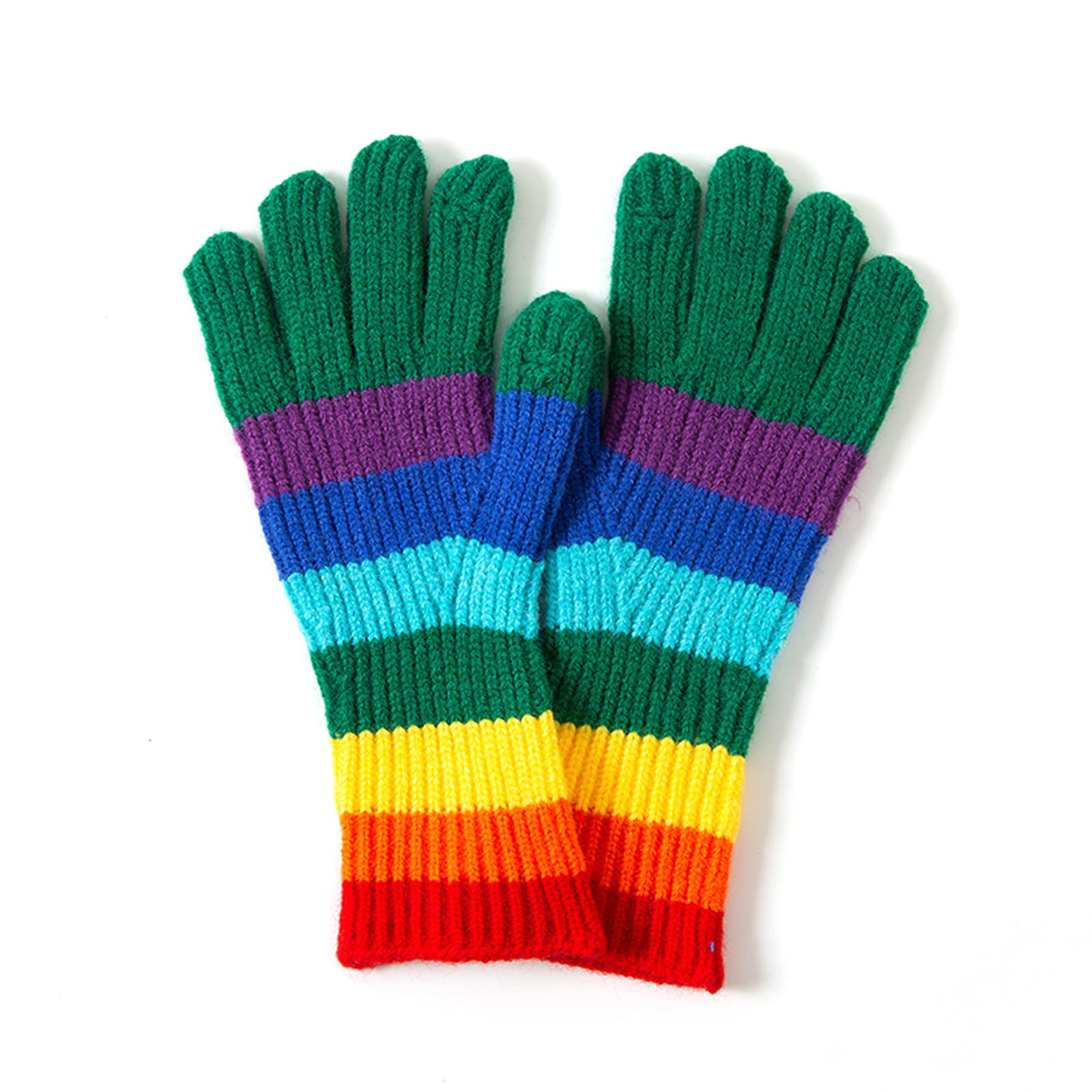 Thick Rainbow Mid Sleeve Knit Gloves thumbnail 2