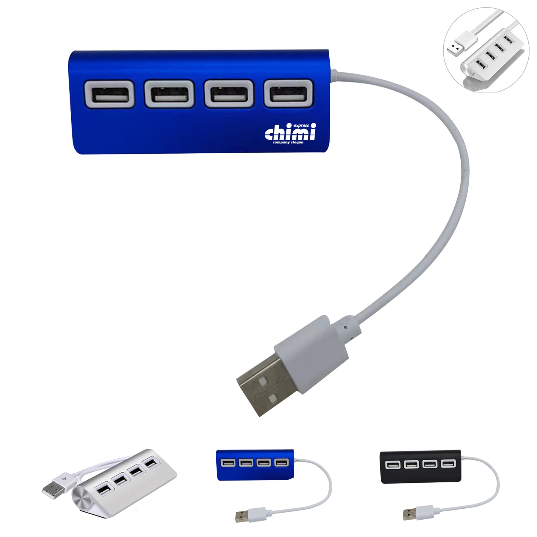 4-Port Aluminum Wave Usb Hub