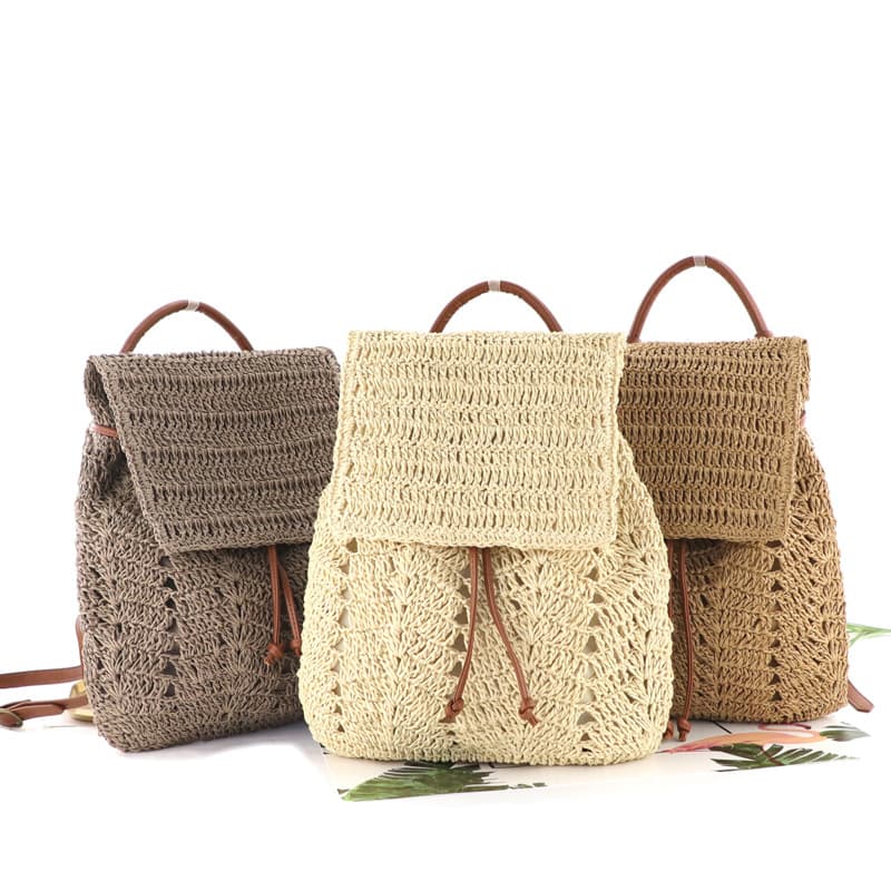 Jute Stylish woven beach backpack thumbnail 5