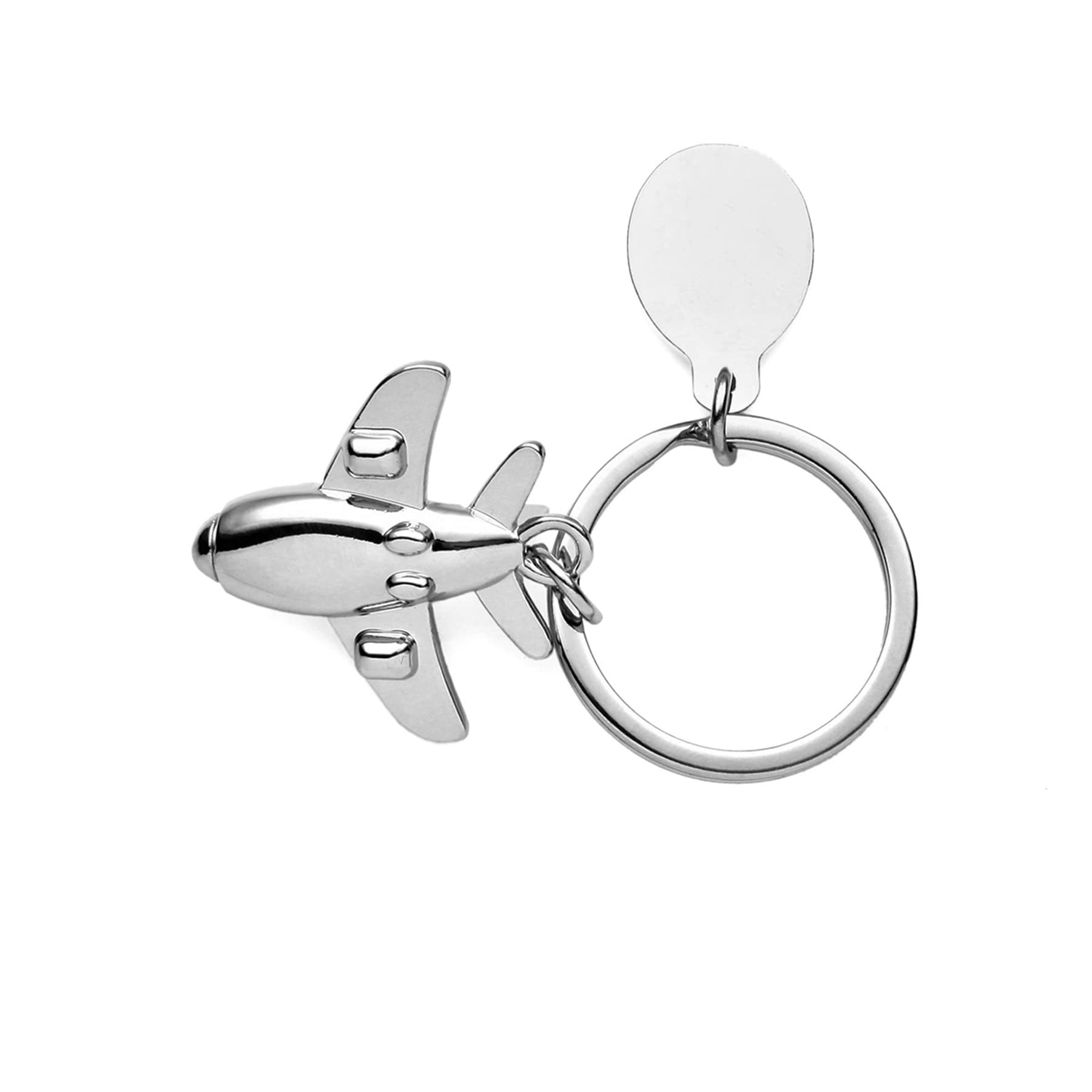 Fashion Polished Silver Airplane Shaped Keychain thumbnail 5