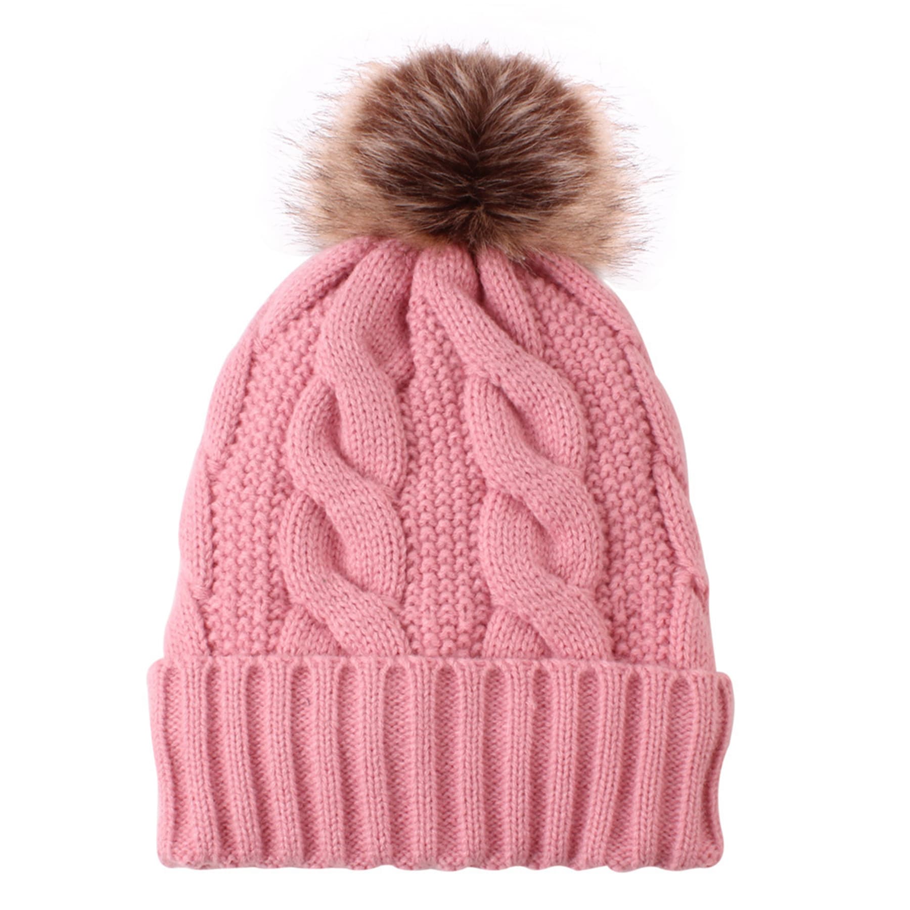 Knit Braided Cuff Beanie With Pom-Pom thumbnail 8