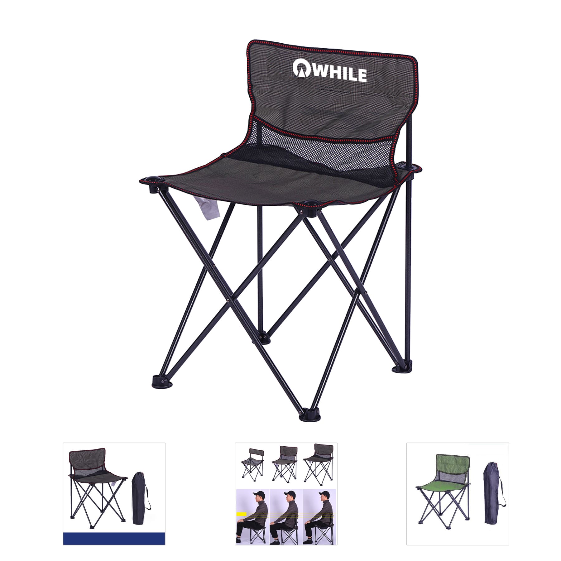 Basics Portable Folding Camping Chair with Carrying Bag