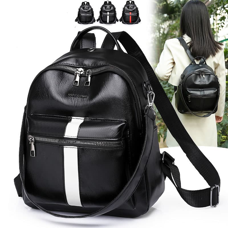 Pu Leather Black Backpack thumbnail 2