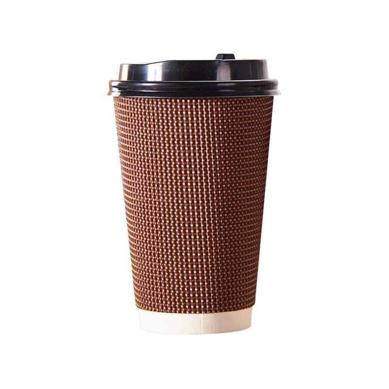 12oz Disposable Double-Wall Paper Drinks Cup With Lids thumbnail 7