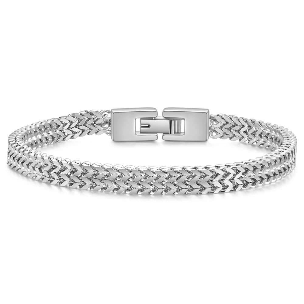 Men’S Stainless Steel Double Franco Chain Bracelet thumbnail 4
