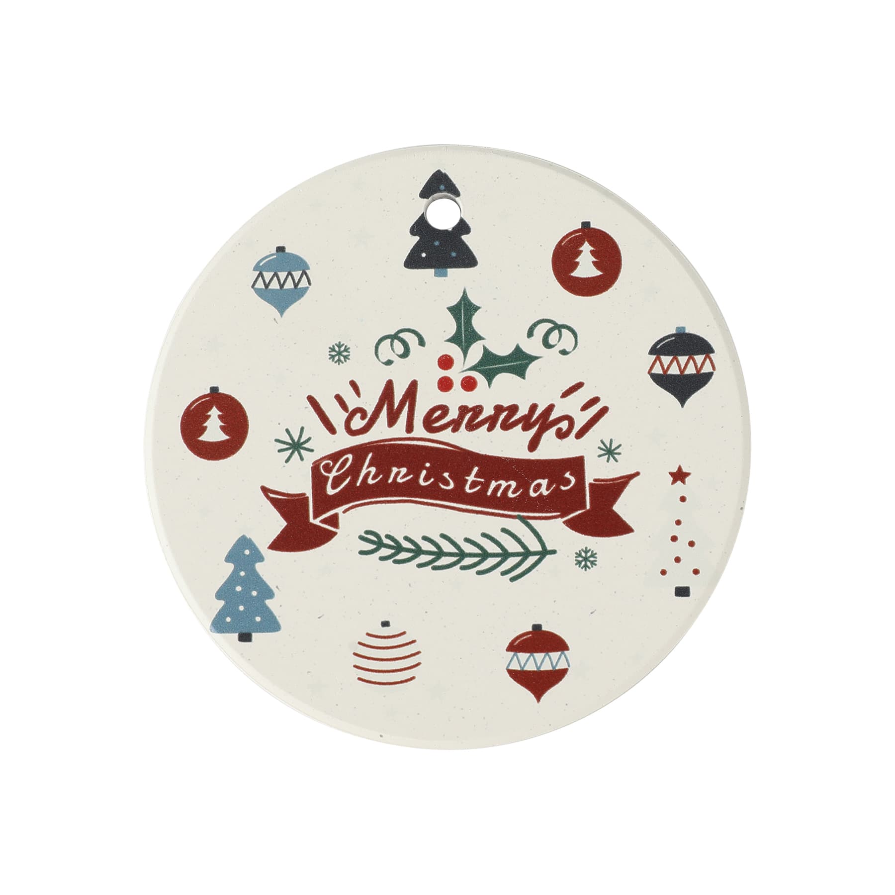 Two-Side Printed Ceramic Christmas Tree Hanging Accessories thumbnail 4