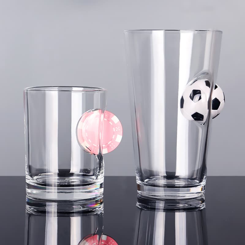 Inlaid Golfball Football Glass Cup