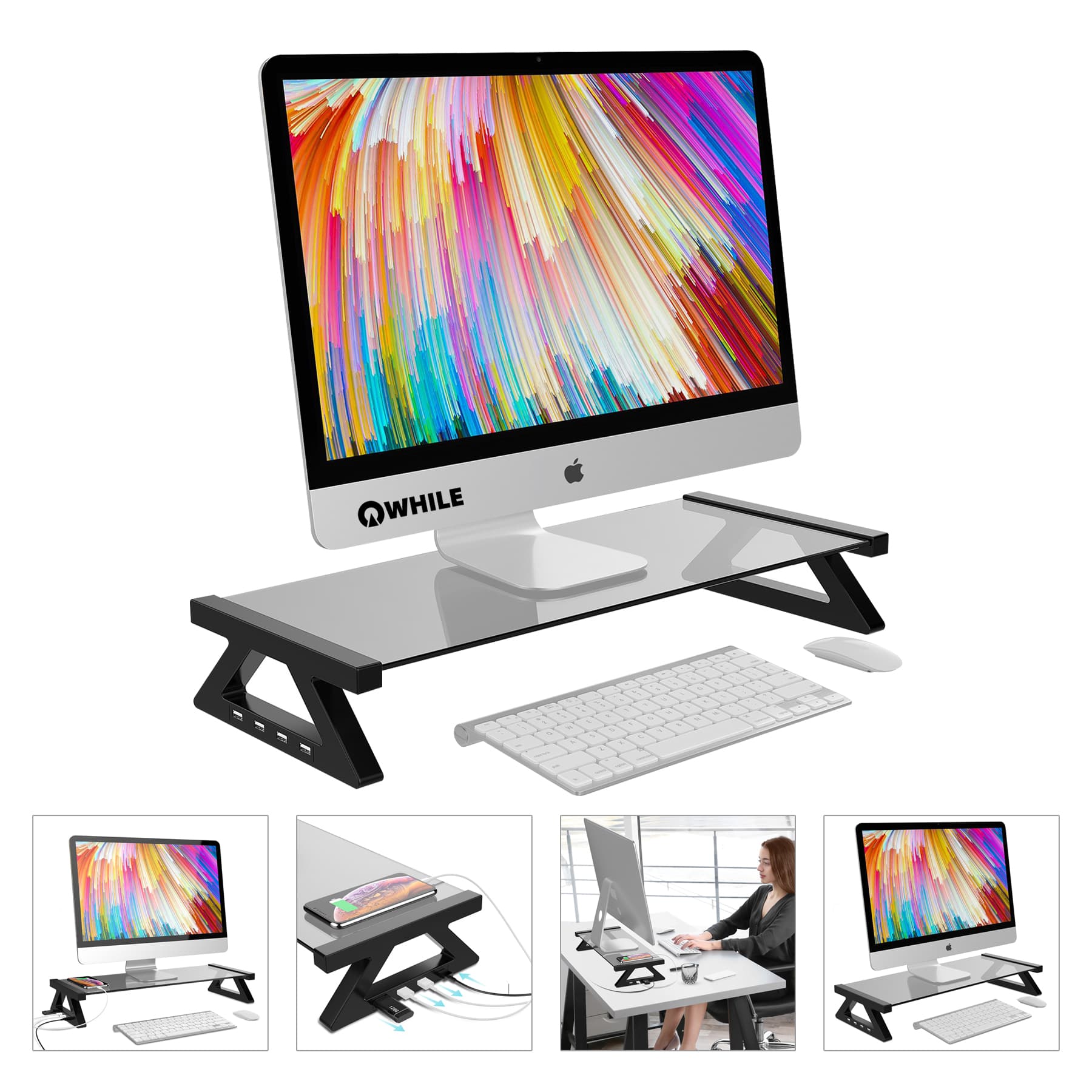 Glass Computer Monitor Stand Riser